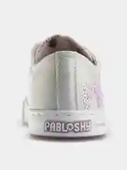 Серебряный кеды Pablosky для девочки, на липучке