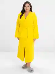 Лимонный халат женский махровый банный, с капюшоном, Lilians