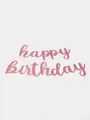 Розовый растяжка со словами "Happy birthday" с блестящим глиттером для дня рождения