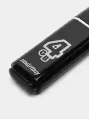 Флешка накопитель для компьютера 4 Gb, Smartbuy Glossy, Usb 2.0, черный, 512764