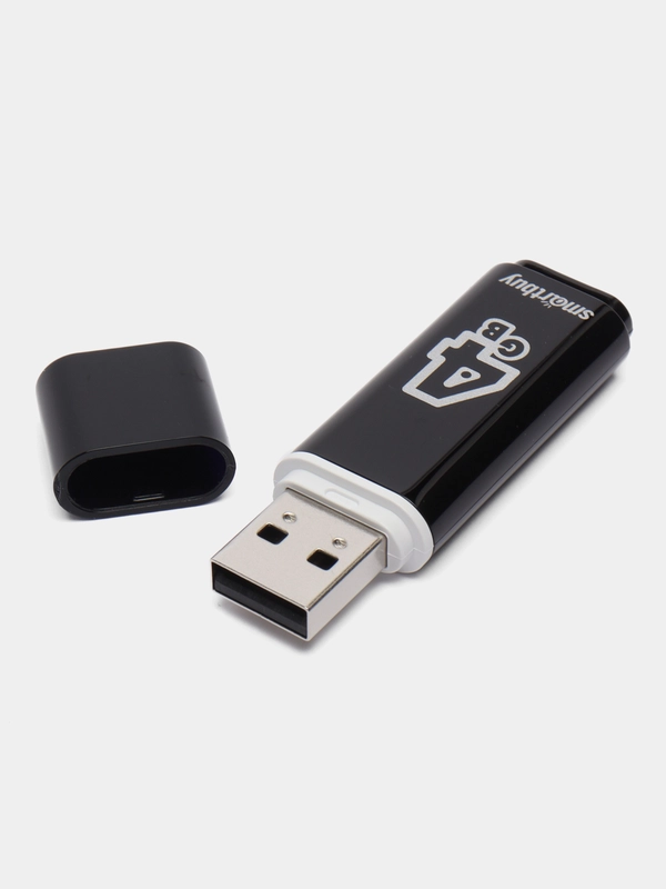 Флешка накопитель для компьютера 4 Gb, Smartbuy Glossy, Usb 2.0, черный, 512764