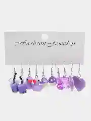 Фиолетовый серьги мармеладные мишки, набор 5 пар / детские серьги