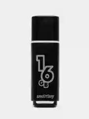 Флешка накопитель для компьютера 16 Gb, Smartbuy Glossy, Usb 2.0, черный, 512190