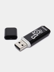 Флешка накопитель для компьютера 16 Gb, Smartbuy Glossy, Usb 2.0, черный, 512190
