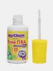 Желтый клей ПВА с кисточкой, 20 гр, морозоустойчивый