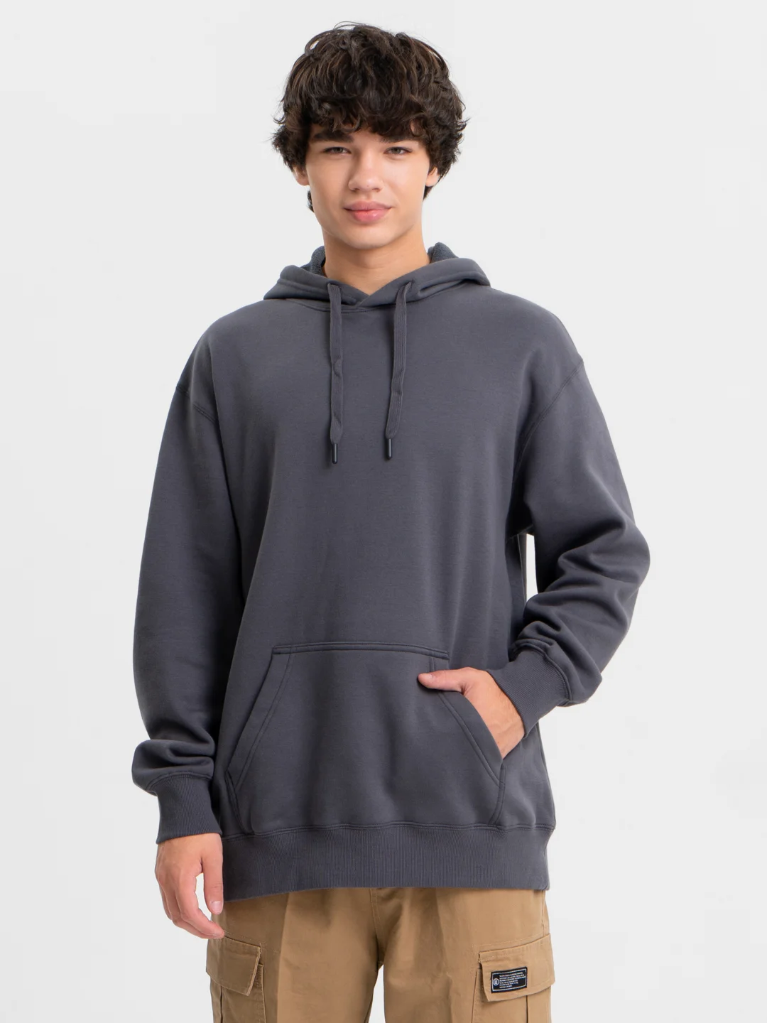 Серый худи оверсайз теплое, удлиненное, с капюшоном, hoodie