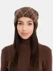Коричневый женская шапка, теплая, двухслойная, на весну, на зиму, осень, 5 цветов