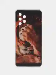 Светло-бежевый силиконовый чехол на Samsung Galaxy A32 / Самсунг А32 прозрачный с рисунком, защита камеры