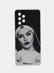 Бронзовый силиконовый чехол на Samsung Galaxy A32 / Самсунг А32 прозрачный с рисунком, защита камеры