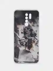 Песочный хаки силиконовый чехол на Xiaomi Redmi 9 / Сяоми Редми 9 прозрачный, с рисунком, защита камеры
