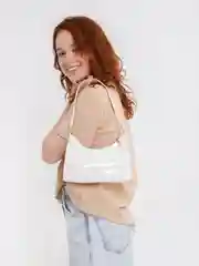 Белый сумка-багет на плечо, женская