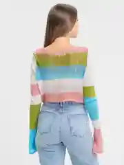 Разноцветный топ-сетка с длинными рукавами
