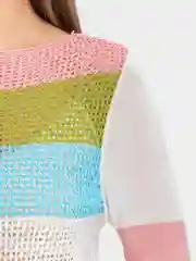 Разноцветный топ-сетка с длинными рукавами