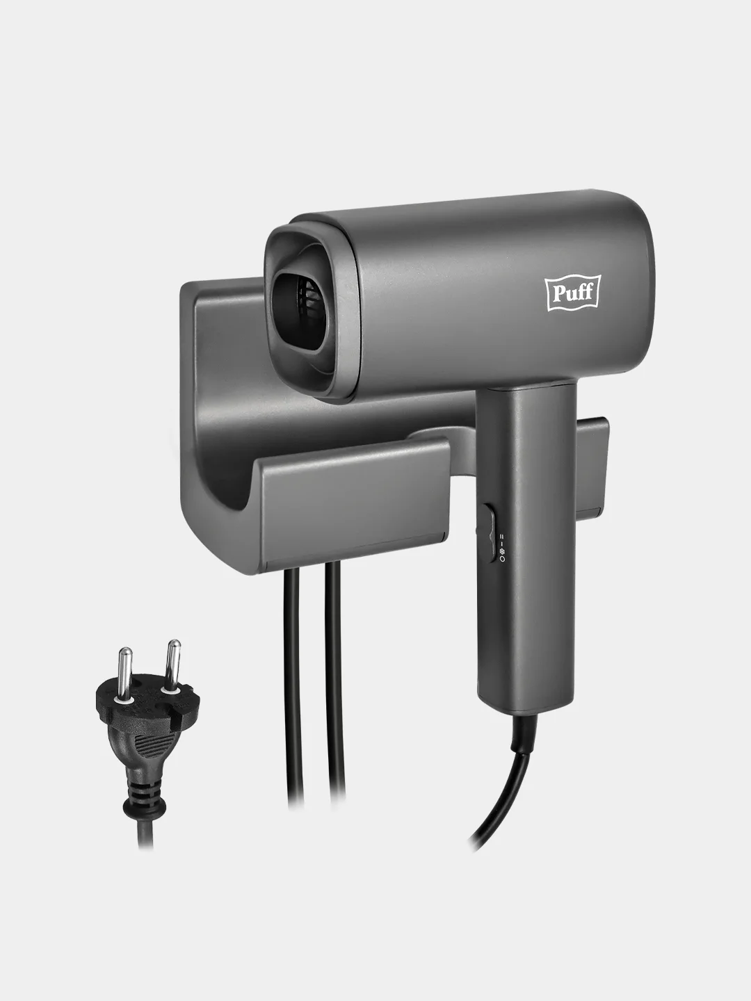 Фен для волос Puff 1601Gr, серый матовый, 1,6 кВт