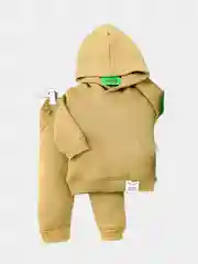 Бежевый детский спортивный костюм на флисе с начёсом (худи и штаны)