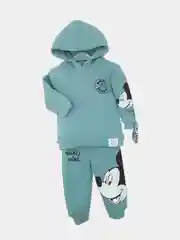 Небесно-голубой детский спортивный костюм на флисе с начёсом (худи и штаны)