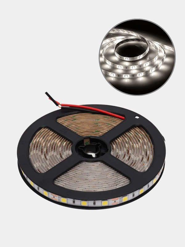 Лента светодиодная, 60SMD(5050)/m 14.4W/m 12V 5m 4000К, LS607