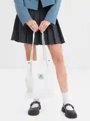 Белый женский шоппер вельветовый