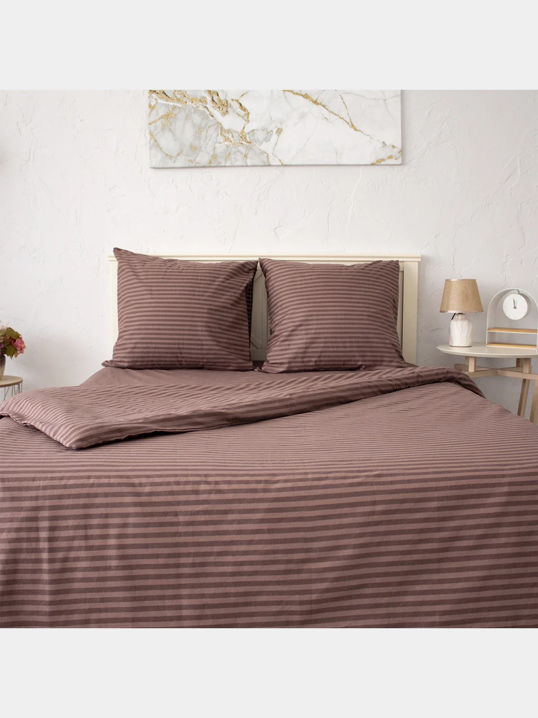 Коричневый комплект постельного белья Cotton Nights Sweet Dreams, хлопок
