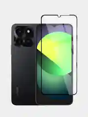 Прозрачный стекло для Honor X6a защитное Broscorp с олеофобным покрытием и черной рамкой
