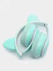 Бирюзовый наушники беспроводные, с кошачьими светящимися ушками