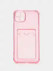 Розовый чехол для iPhone 14 Plus, с карманом для карт