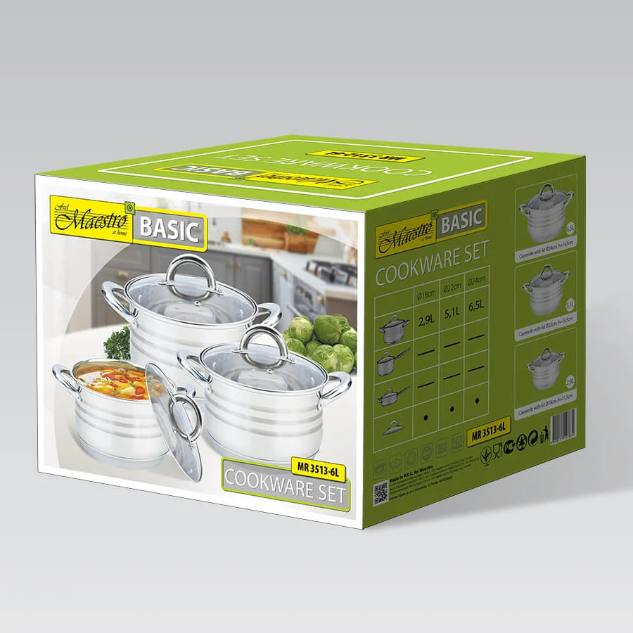 Набор кастрюль Maestro MR-3513-6L 2.9/5.1/6.5л из 6 предметов