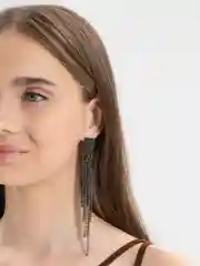 Черный серьги длинные со стразами, вечерние