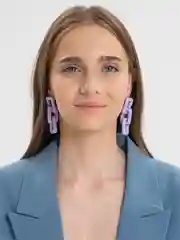 Лавандовый серьги-цепочка, акриловые, цветные