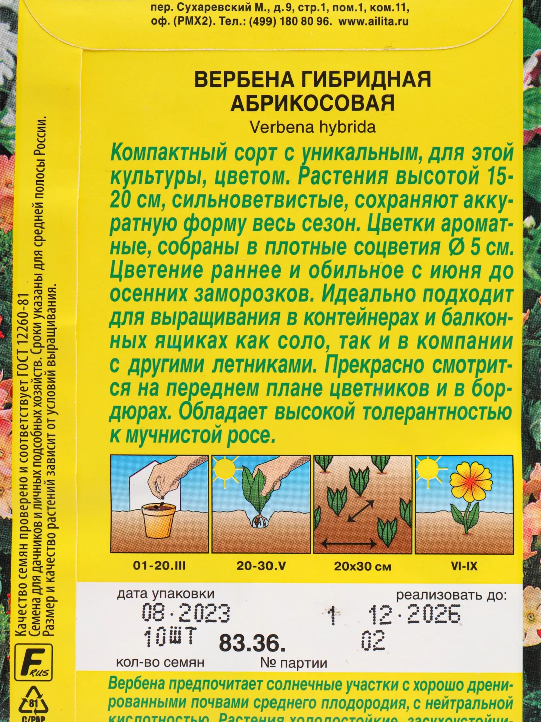 Вербена Абрикосовая (семена,цветы)