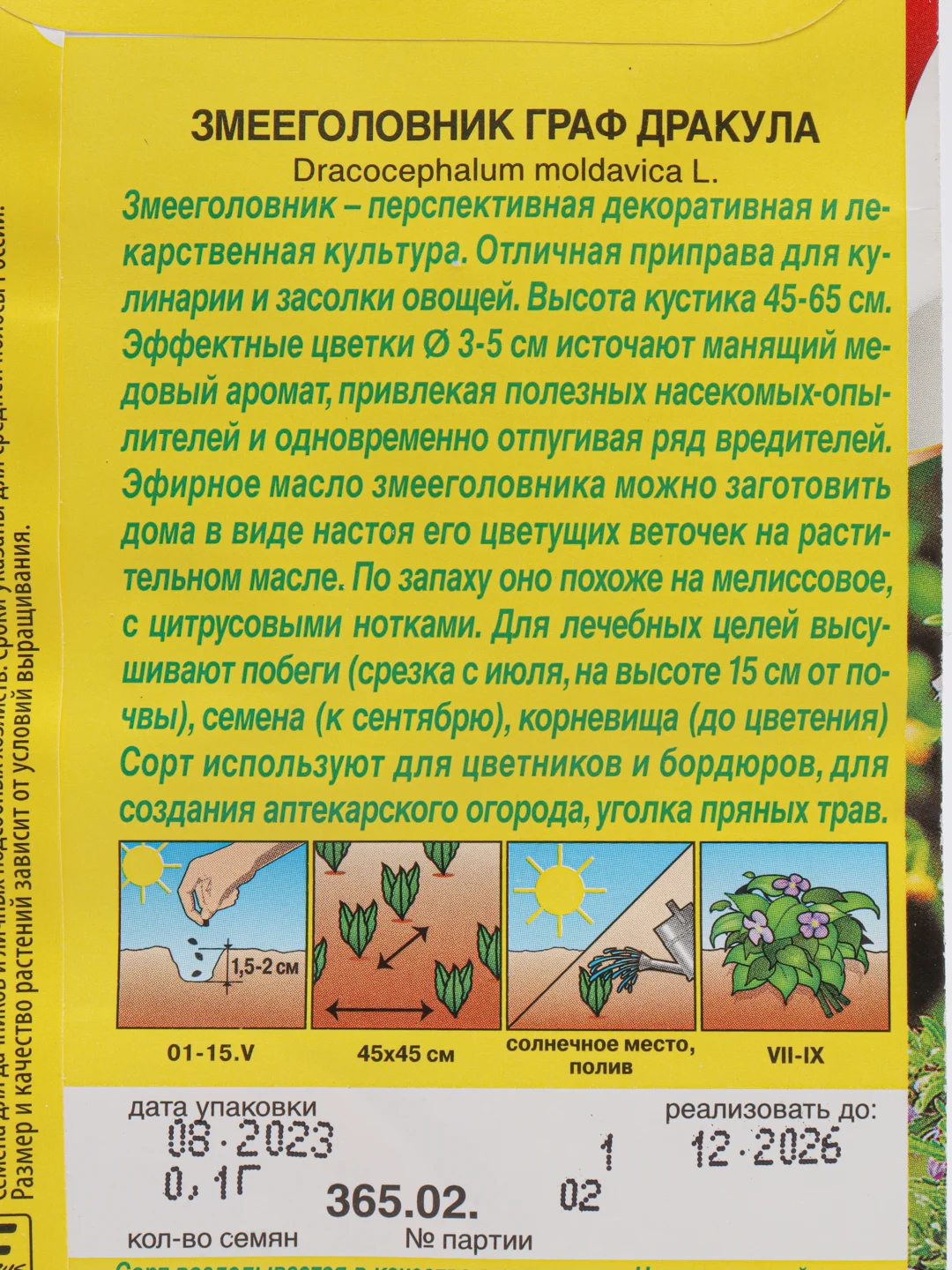 Змееголовник Граф Дракула, семена