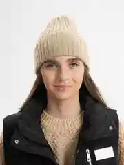 Бежевый меланж шапка однотонная, унисекс