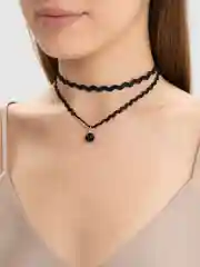 Черный чокер на шею, черный, колье с цепочкой, 2 цвета