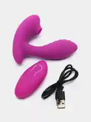 Вибратор женский, для клитора, вакуумная стимуляция, с USB, с пультом ДУ и без