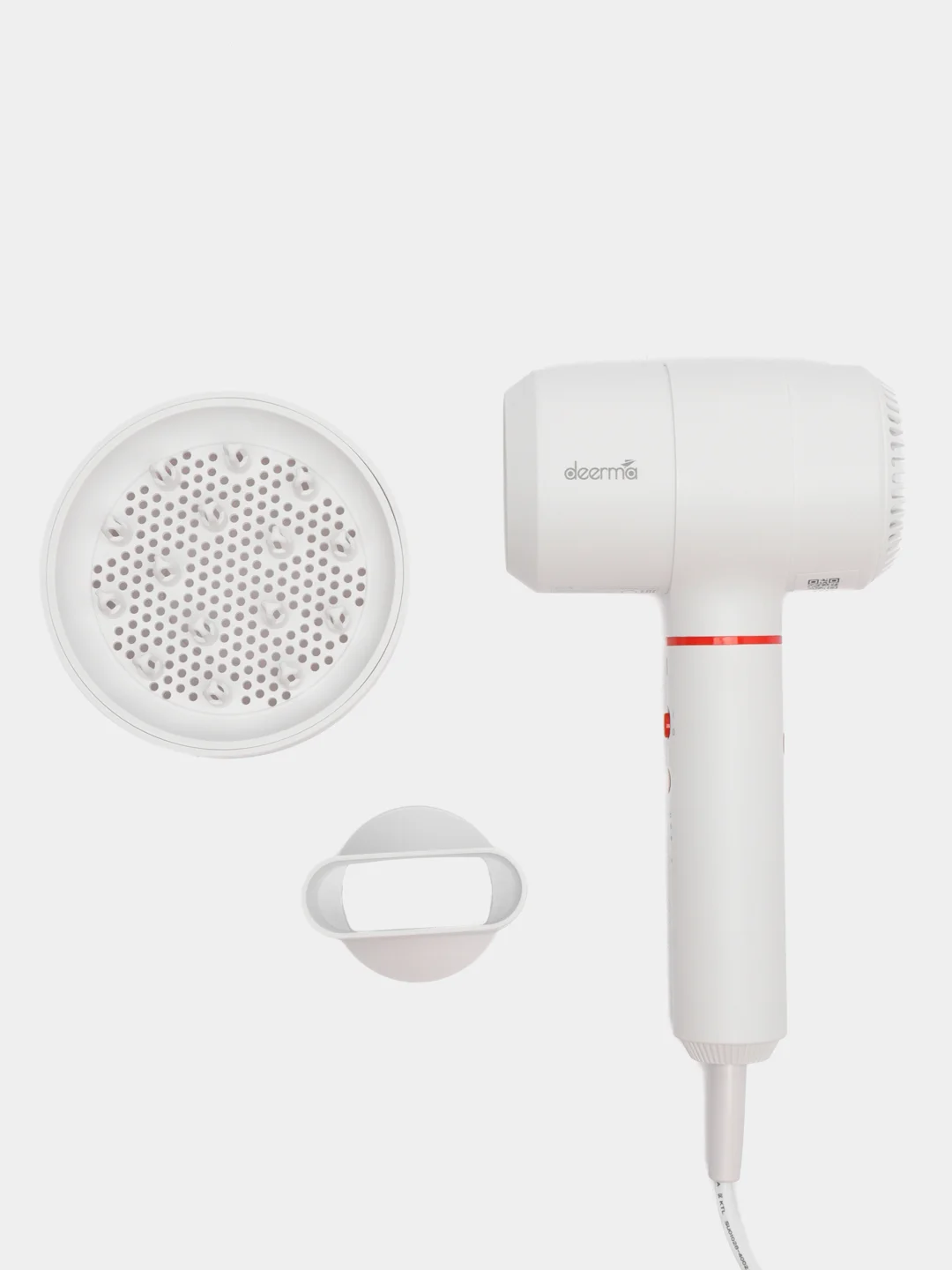 Белый фен профессиональный с насадкой диффузором Xiaomi Deerma DEM-CF30W