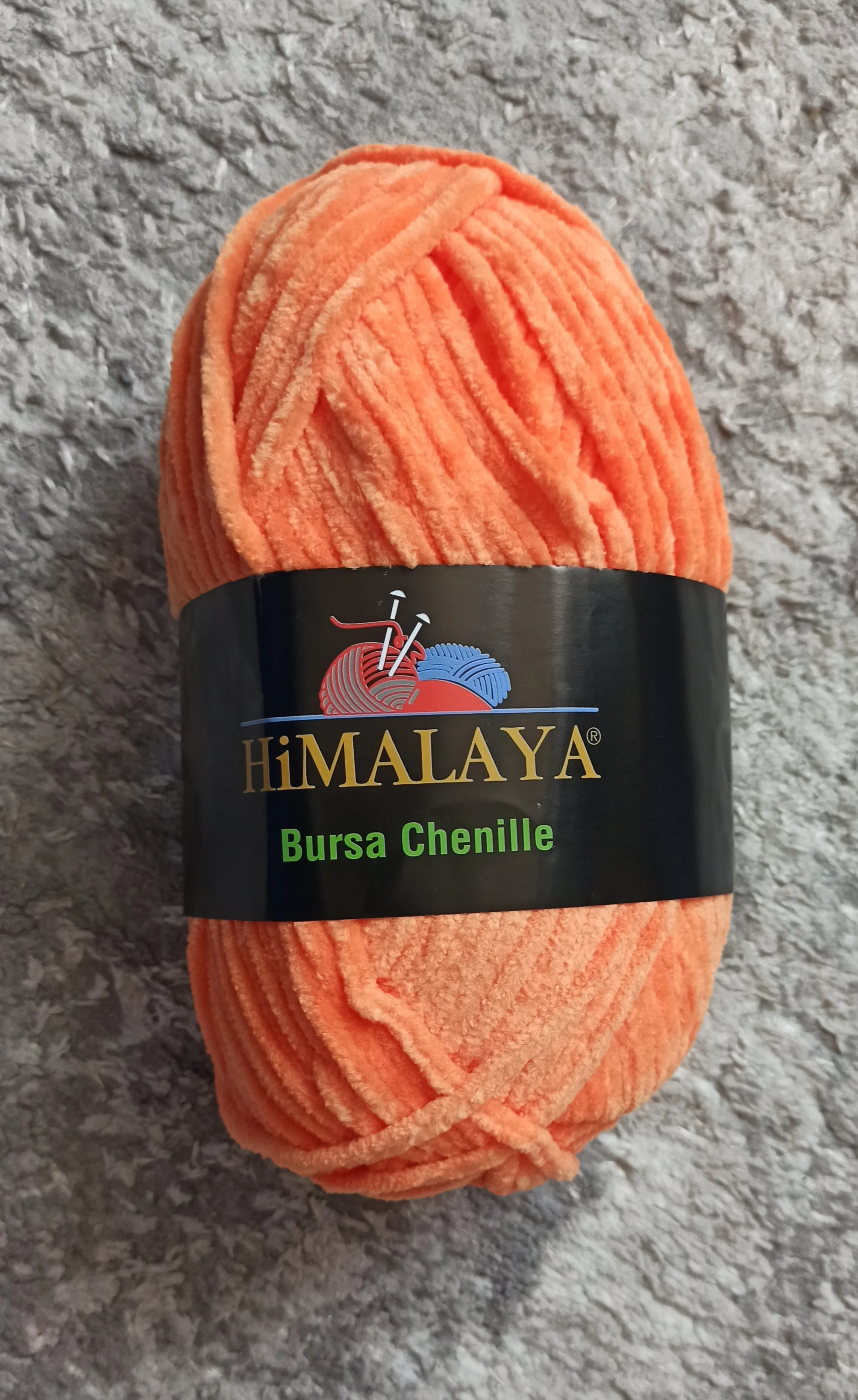 Оранжевый плюшевая пряжа Himalaya Bursa Chenille, 100 г, 120 м