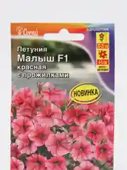Петуния мини "Малыш F1" красная с прожилками многоцветковая (семена, цветы)