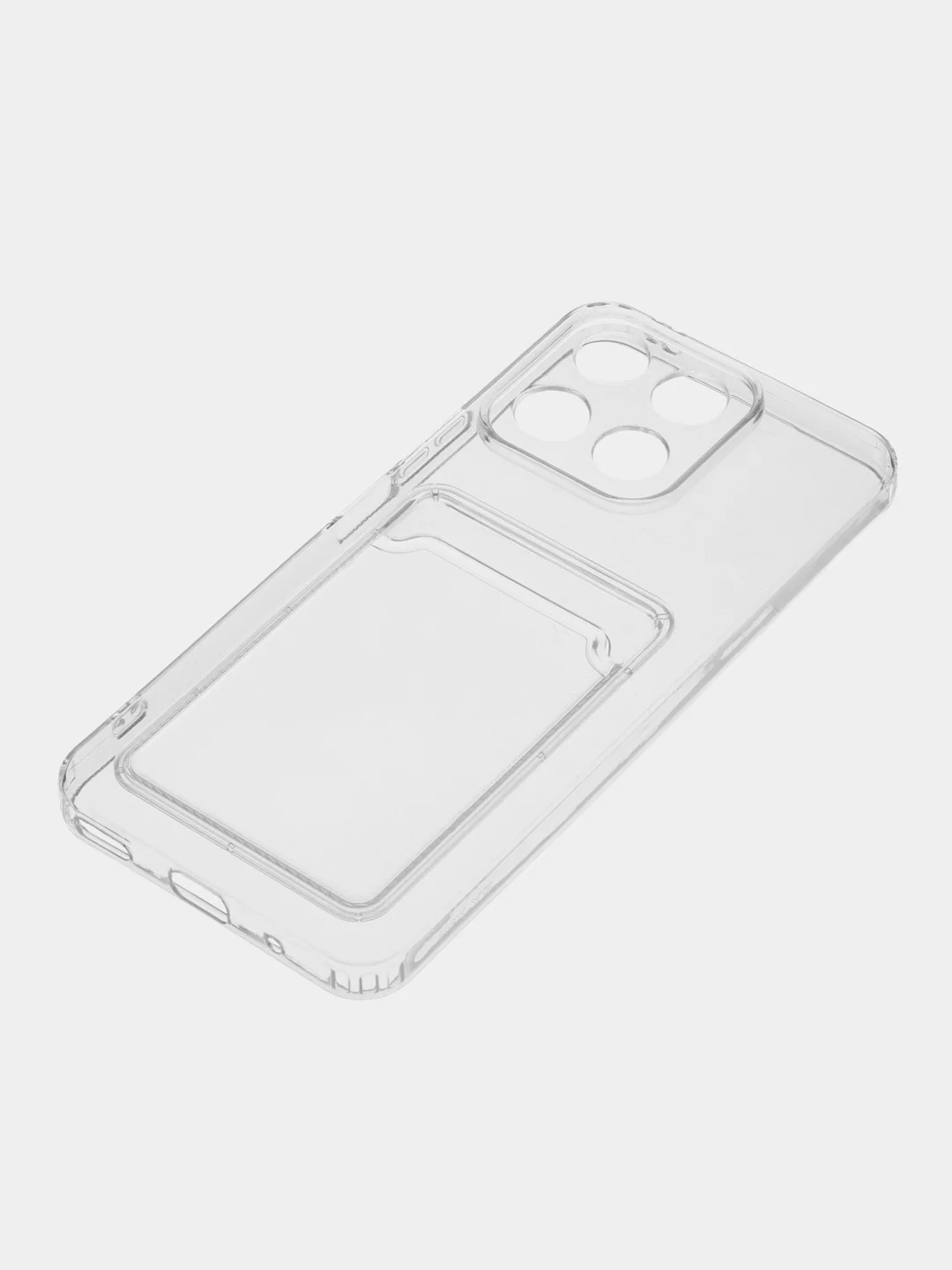 Прозрачный чехол для Honor X8a силиконовый BROSCORP с карманом для карт и защитой камер, картхолдер