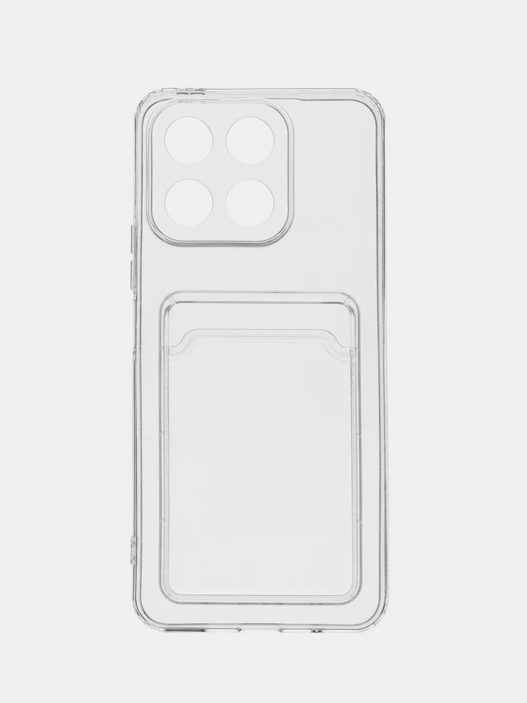 Прозрачный чехол для Honor X8a силиконовый BROSCORP с карманом для карт и защитой камер, картхолдер