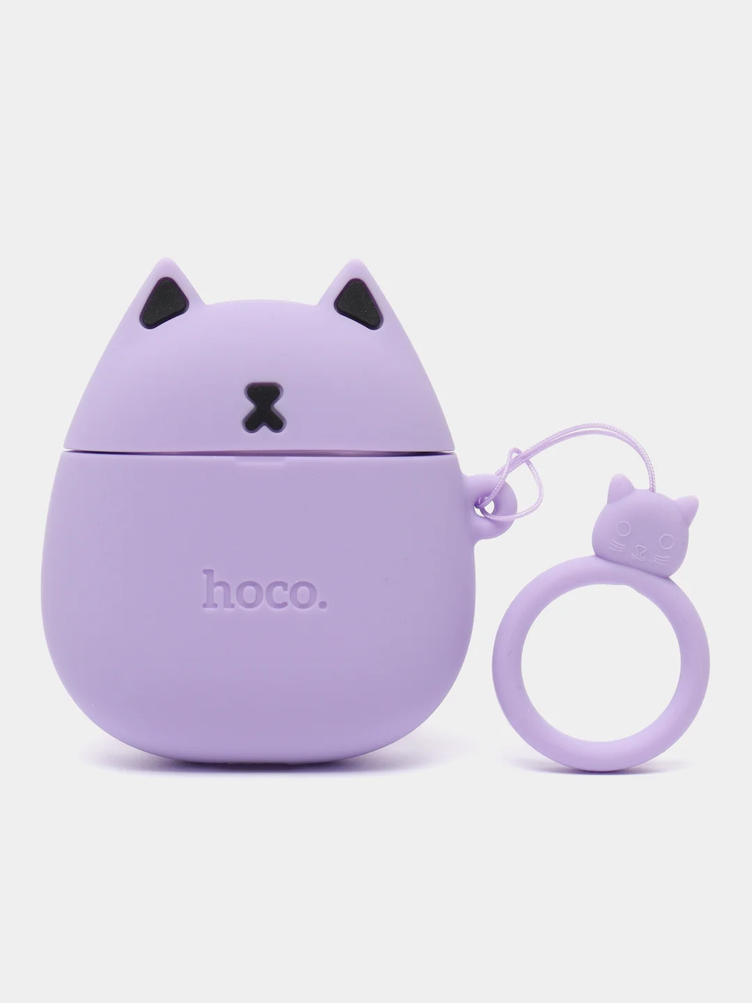 Фиолетовый беспроводные наушники HOCO EW45, с чехлом с котиками