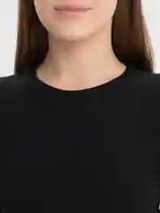 Синий топ с длинными рукавами, в рубчик