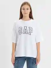 Белый футболка свободного кроя, однотонная, oversize с принтом GAP