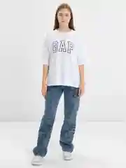 Белый футболка свободного кроя, однотонная, oversize с принтом GAP