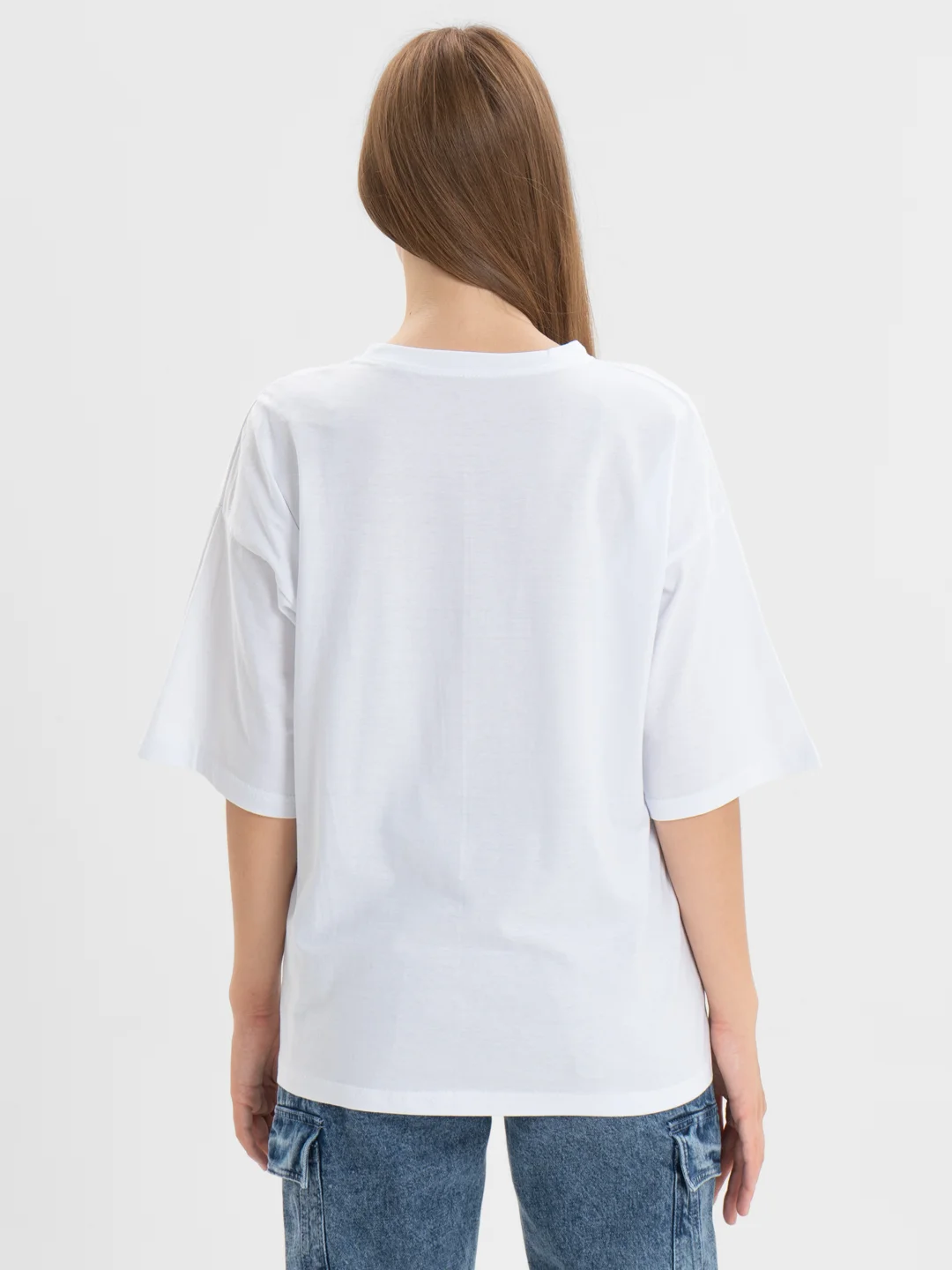 Белый футболка свободного кроя, однотонная, oversize с принтом GAP