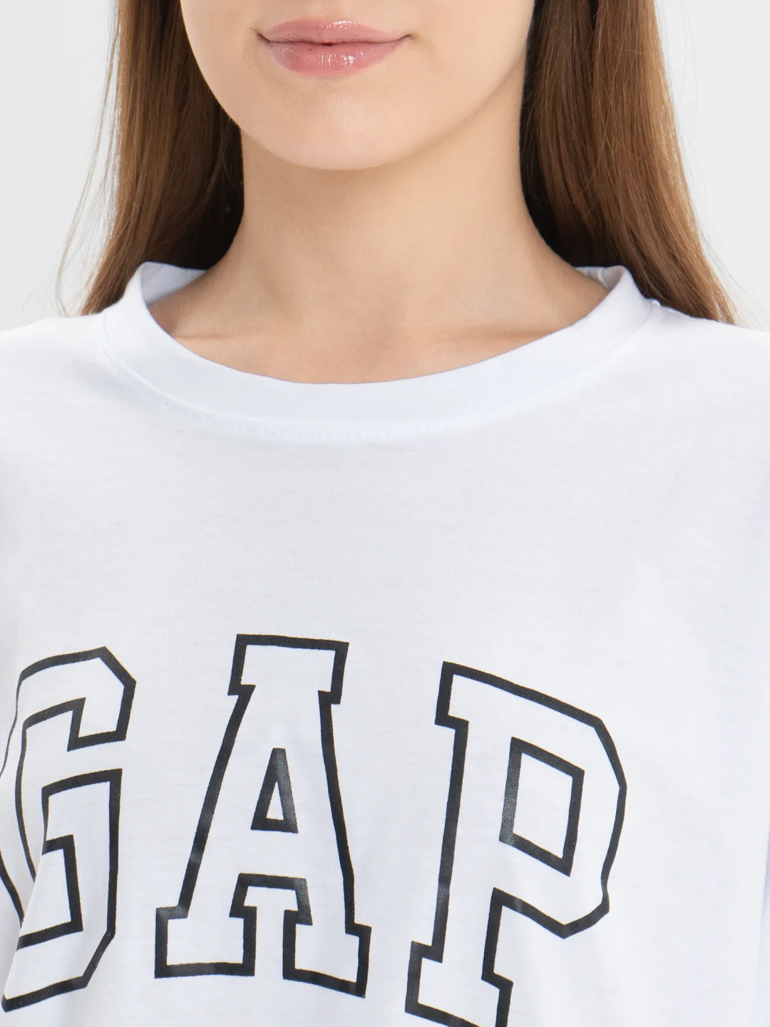 Белый футболка свободного кроя, однотонная, oversize с принтом GAP