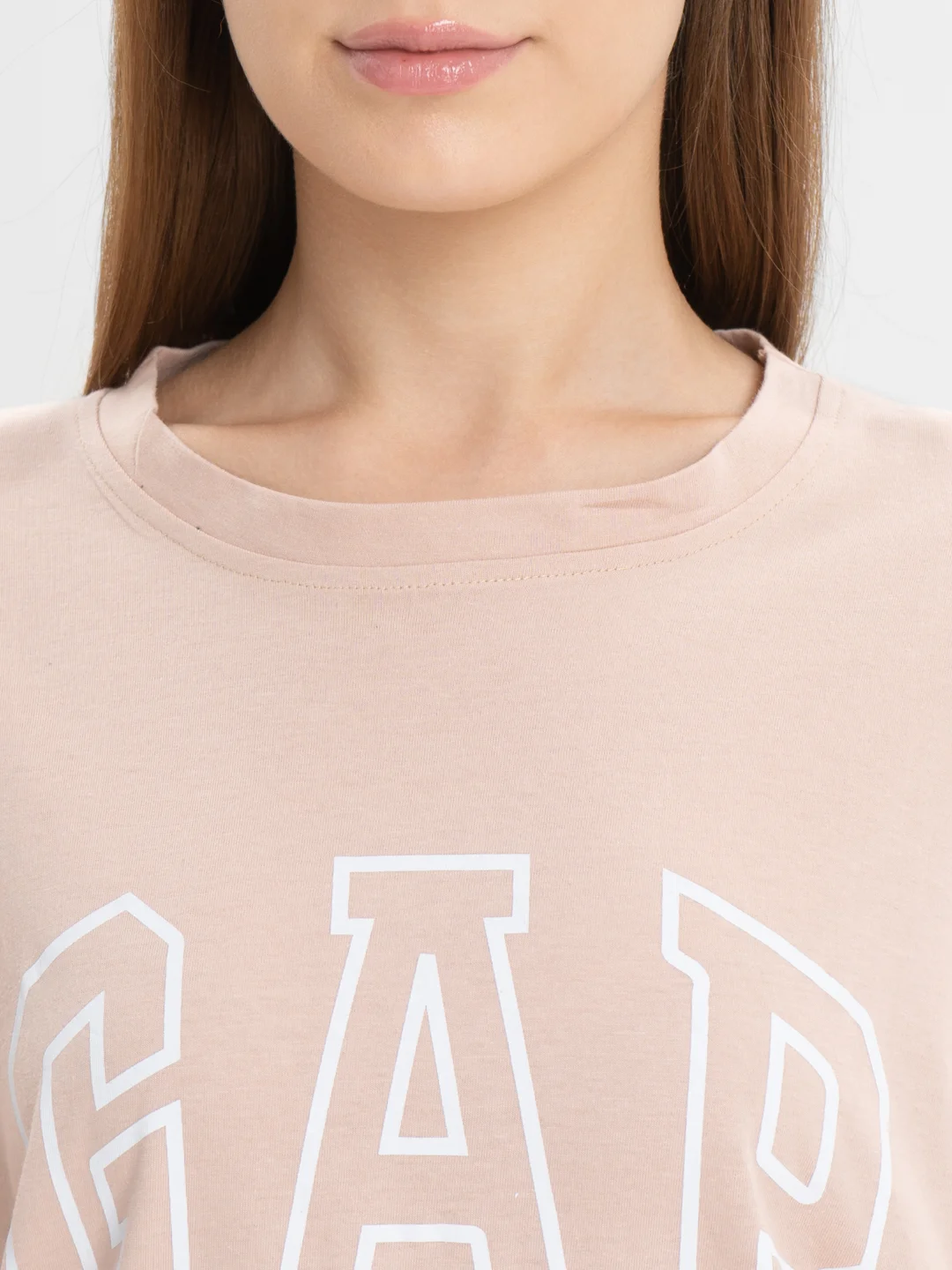 Бежевый футболка свободного кроя, однотонная, oversize с принтом GAP