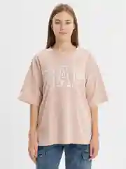 Бежевый футболка свободного кроя, однотонная, oversize с принтом GAP