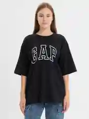 Черный футболка свободного кроя, однотонная, oversize с принтом GAP