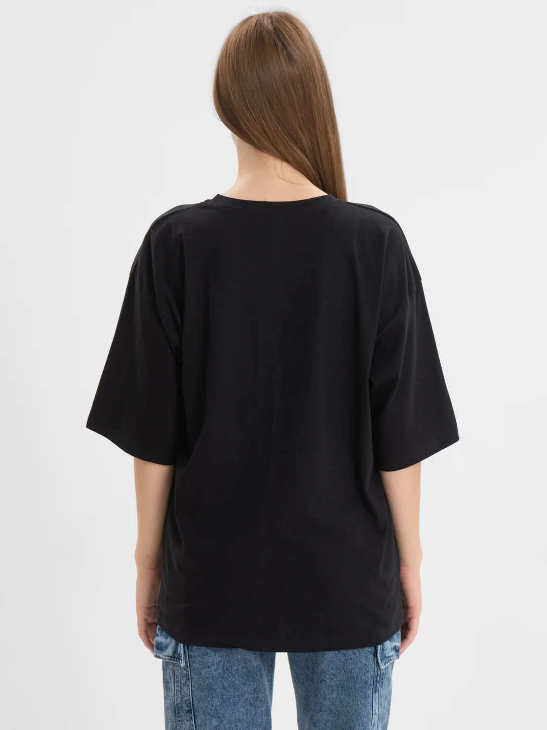 Черный футболка свободного кроя, однотонная, oversize с принтом GAP