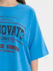Синий женская футболка свободного кроя, однотонная, oversize, с принтом RENOVATE